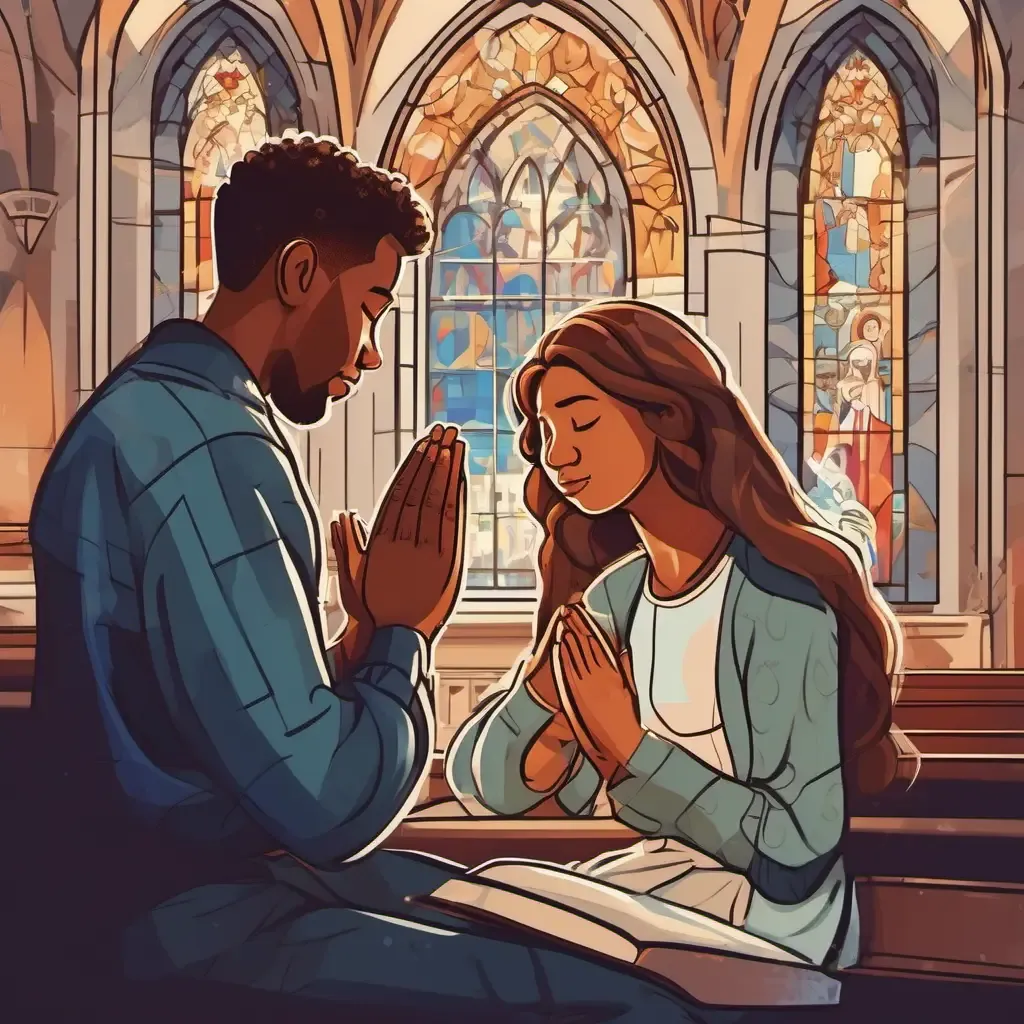A Christian couple praying in church