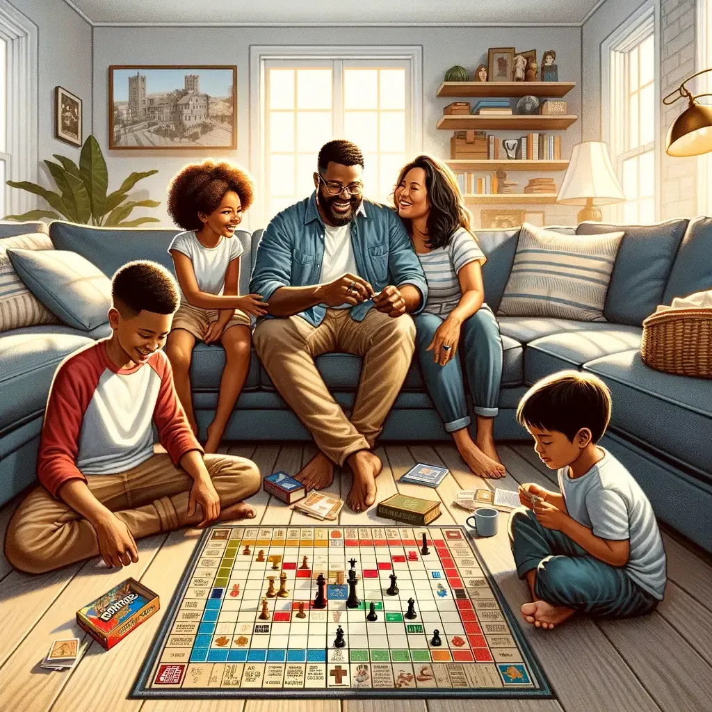 A Christian family playing board games.