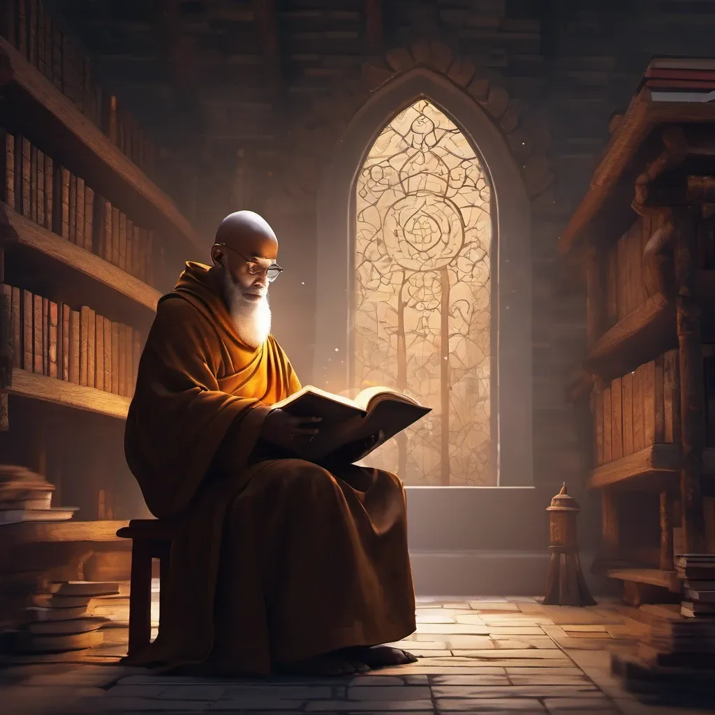 A monk studying a book.