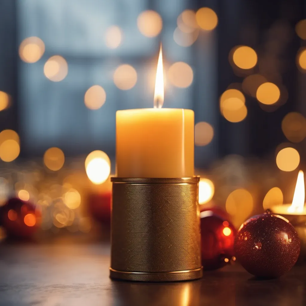 A holiday candle burning bright